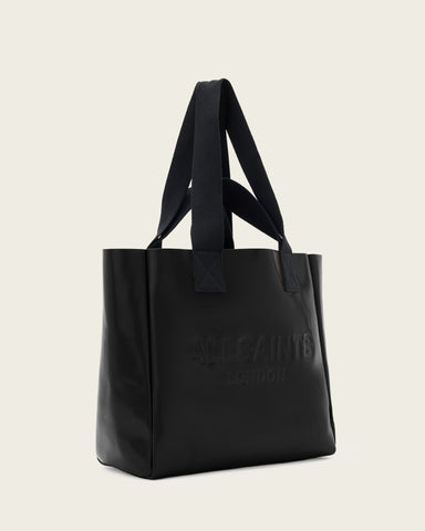 Izzy Embossed Logo Leather Tote Bag