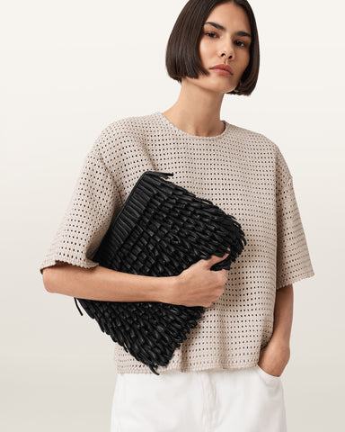 Bettina Fringe Leather Clutch