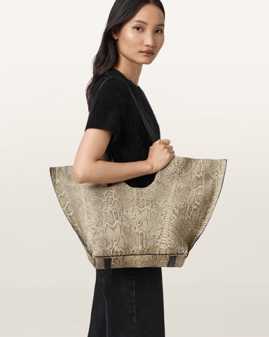 Ara Leather Snake Tote Bag