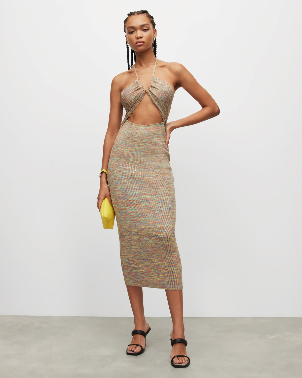 Toni Rainbow Ribbed Cut-Out Maxi Dress