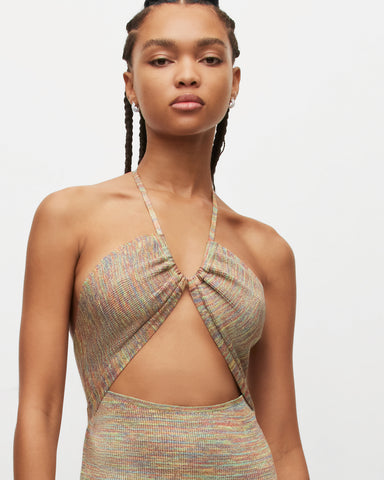 Toni Rainbow Ribbed Cut-Out Maxi Dress