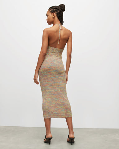 Toni Rainbow Ribbed Cut-Out Maxi Dress