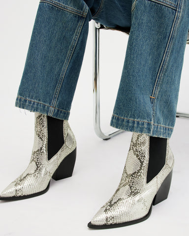 Ria Pointed Snake Leather Boots