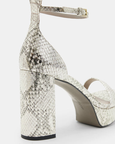 Zig Snake Leather Platform Heel Sandal