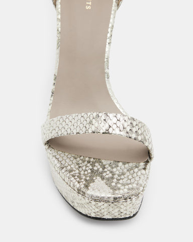 Zig Snake Leather Platform Heel Sandal