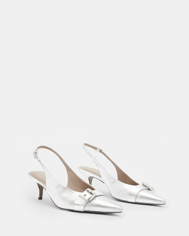 Selina Slingback Leather Kitten Heels