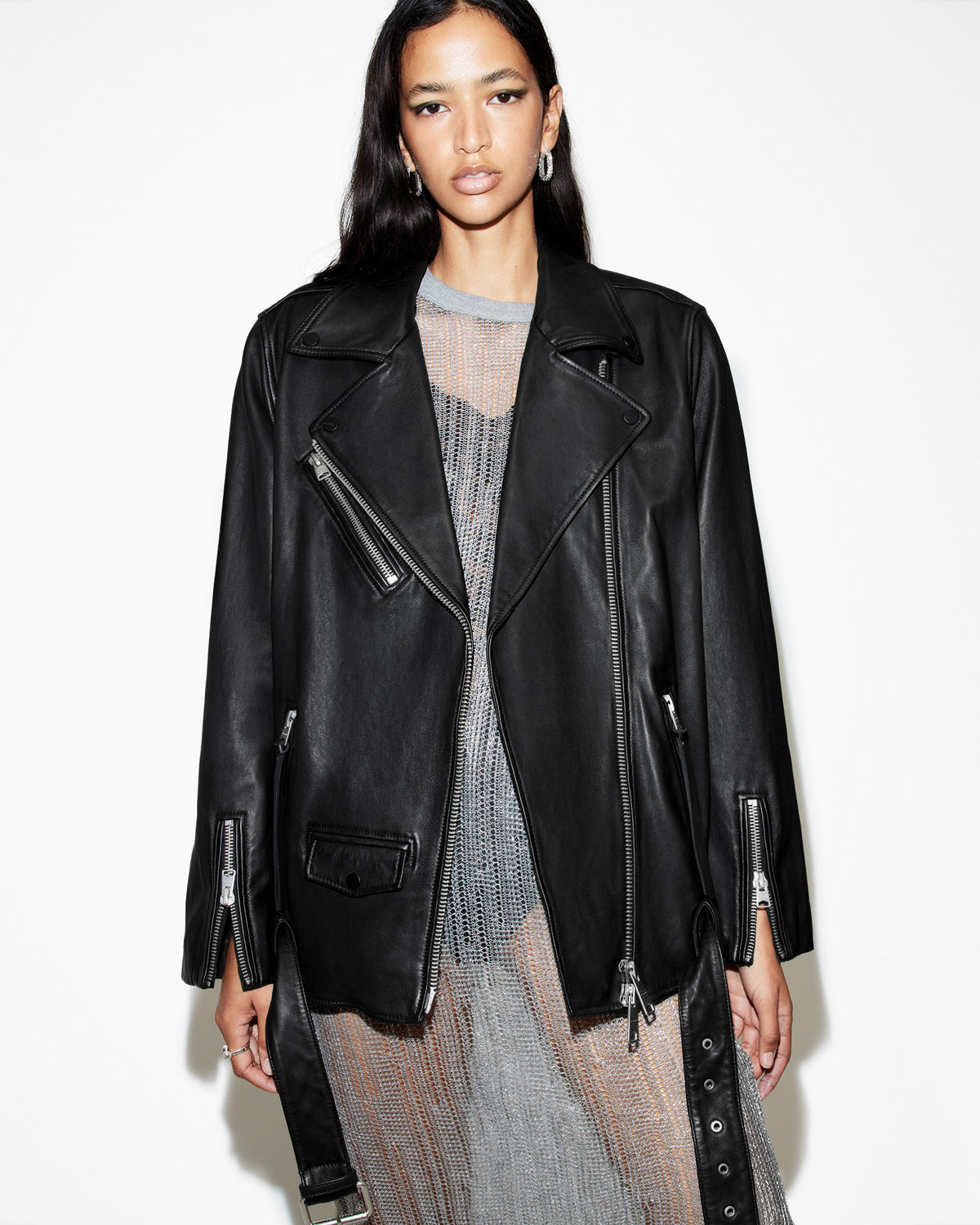 Billie Oversized Leather Biker Jacket