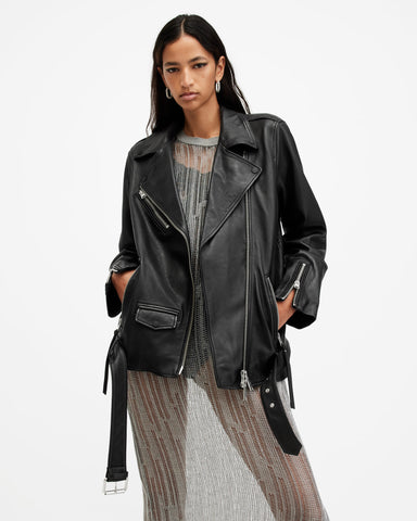 Billie Oversized Leather Biker Jacket