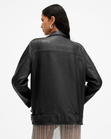Billie Oversized Leather Biker Jacket