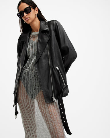 Billie Oversized Leather Biker Jacket