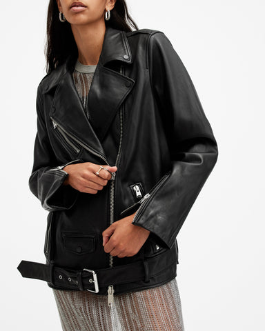 Billie Oversized Leather Biker Jacket